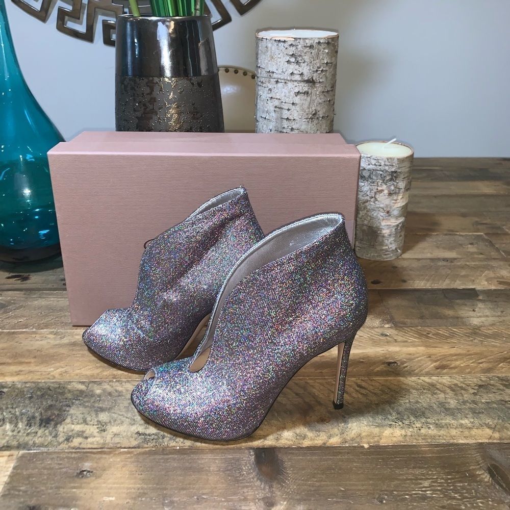 Gianvito Rossi Kaleido Sparkle Peep Toe Booties